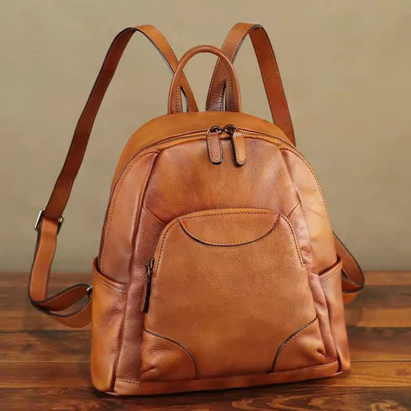 Vintage Women's Small Leather Backpack Purse Rucksack Bag Affordable