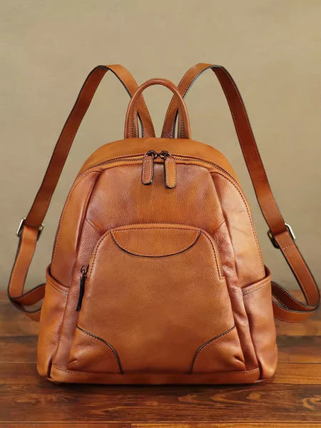 Vintage Women's Small Leather Backpack Purse Rucksack Bag Badass