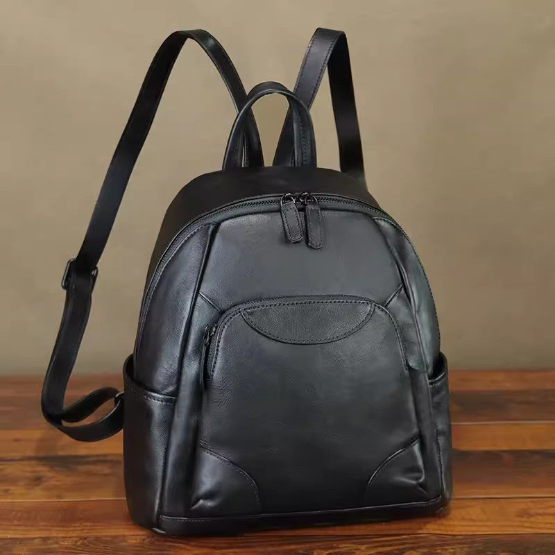 c&c leather backpack IVTG Genuine Leather Backpack2132 Black