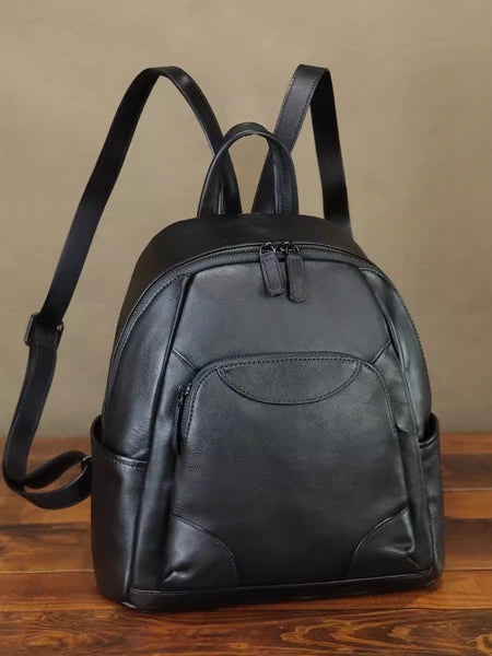 Cool Womens Black Backpack Purse Ladies Small Leather Rucksack