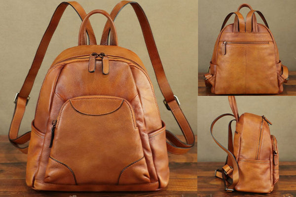 Vintage Women's Small Leather Backpack Purse Rucksack Bag Fashion