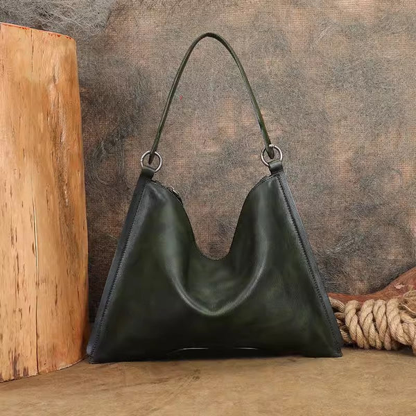 Vintage Womens Brown Leather Handbag Genuine Leather Tote Bags Beautiful