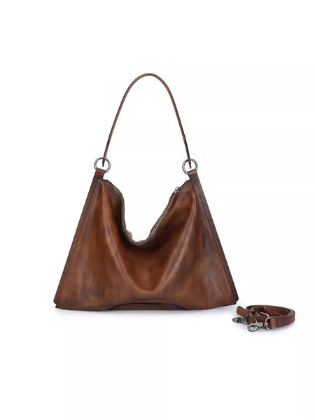 Vintage Womens Brown Leather Handbag Genuine Leather Tote Bags Cool