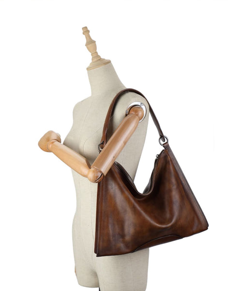 Vintage Womens Brown Leather Handbag Genuine Leather Tote Bags Cowhide