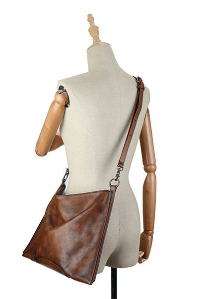 Vintage Womens Brown Leather Handbag Genuine Leather Tote Bags Designer