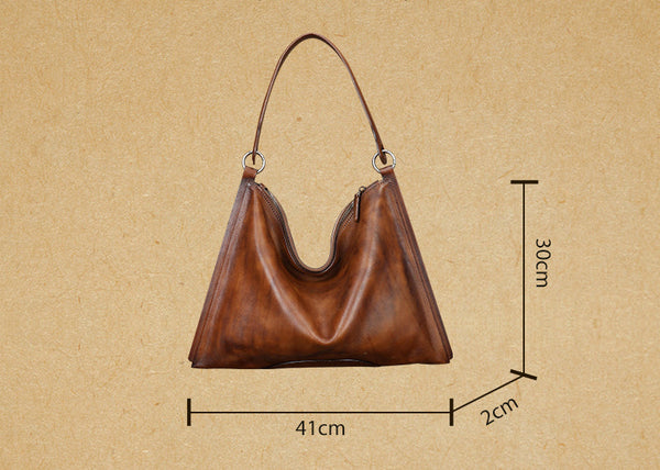 Vintage Womens Brown Leather Handbag Genuine Leather Tote Bags Gift