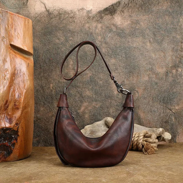 Vintage Womens Genuine Leather Shoulder Bags Chest Bag For Women Badass
