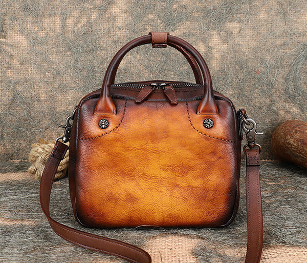 Ladies Small Leather Handbag Brown Shoulder Bag For Women