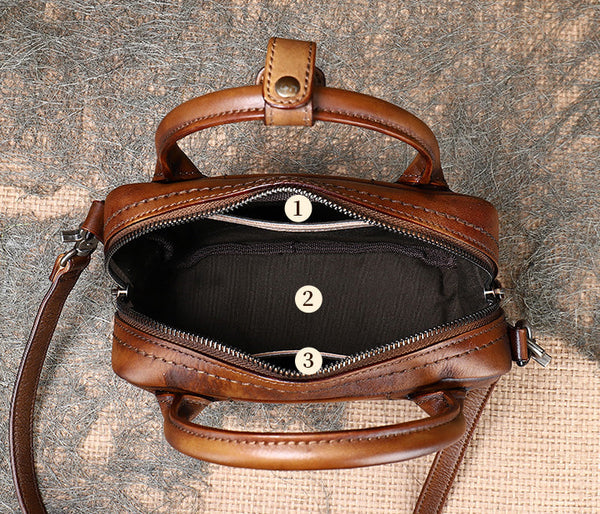 Vintage Womens Genuine Leather Shoulder Bags Small Handbags For Women Inside
