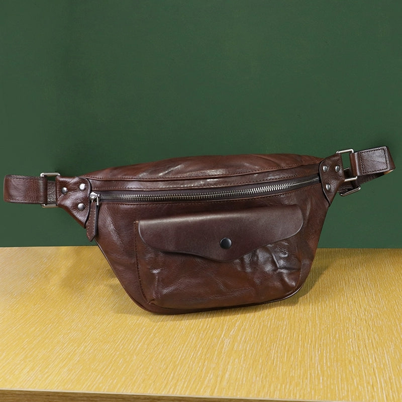 Vintage Womens Genuine Leather Sling Bag Chest Bag For Women Accessories