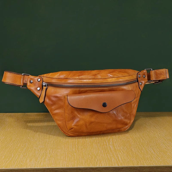 Vintage Womens Genuine Leather Sling Bag Chest Bag For Women Affordable