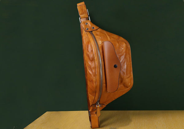 Vintage Womens Genuine Leather Sling Bag Chest Bag For Women