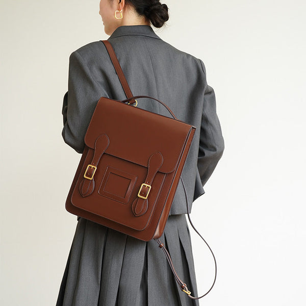 Vintage Womens Laptop Backpack Brown Leather Backpack Purse Accessories