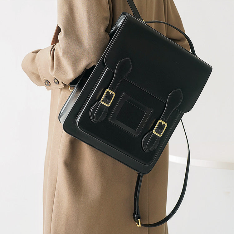 Chic Womens Handmade Leather Backpack Black Leather Rucksack – igemstonejewelry