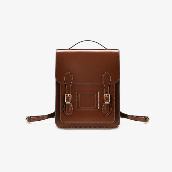Vintage Womens Laptop Backpack Brown Leather Backpack Purse Brown