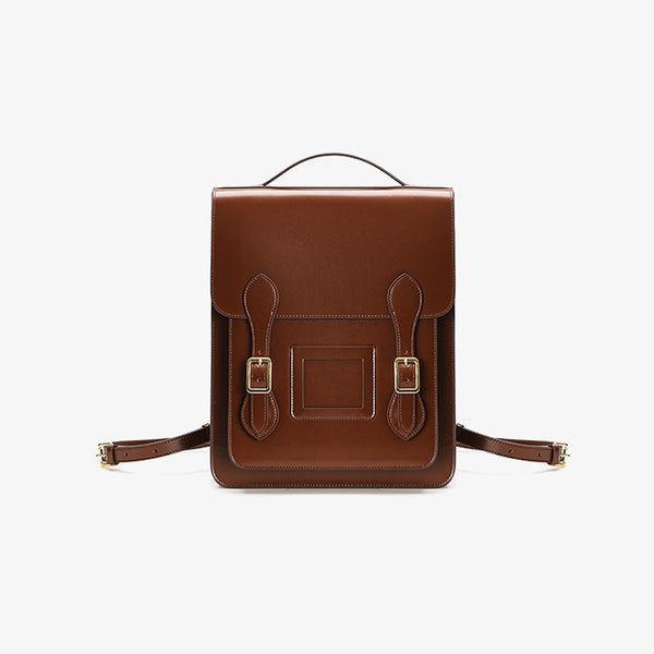 Vintage Womens Laptop Backpack Brown Leather Backpack Purse Brown