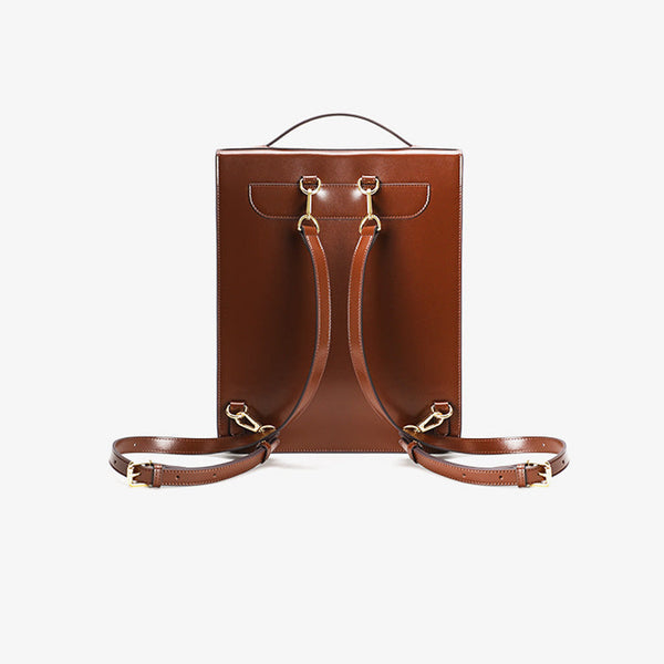 Vintage Womens Laptop Backpack Brown Leather Backpack Purse Cowhide