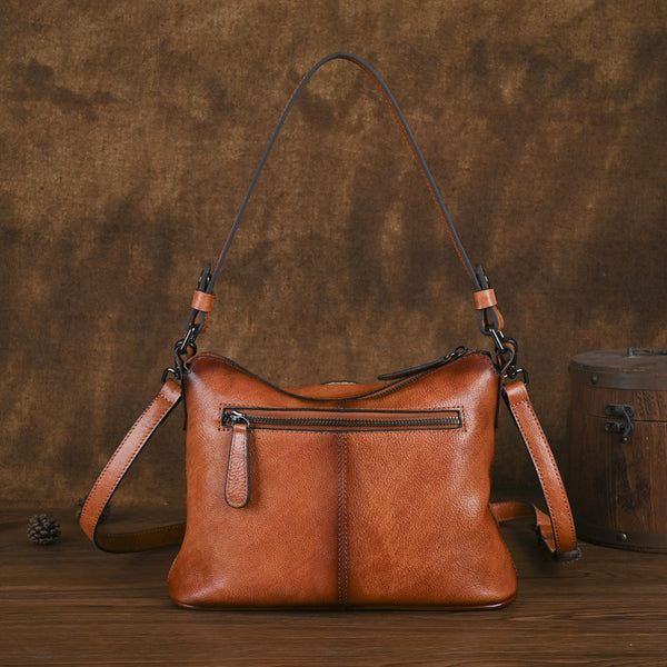 Vintage Womens Leather Over The Shoulder Bag Brown Leather Crossbody Purse