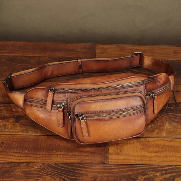 Vintage Womens Leather Waist Bag Chest Bag For Women Beautiful