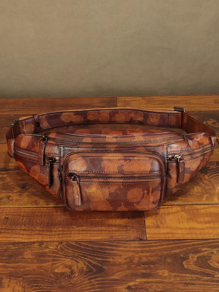 Vintage Womens Leather Waist Bag Chest Bag For Women