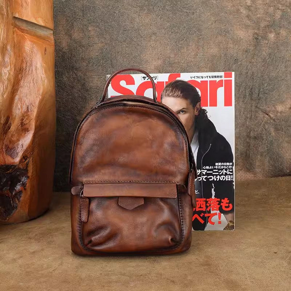Vintage Womens Small Leather Backpack Womens Rucksack Bag Beautiful