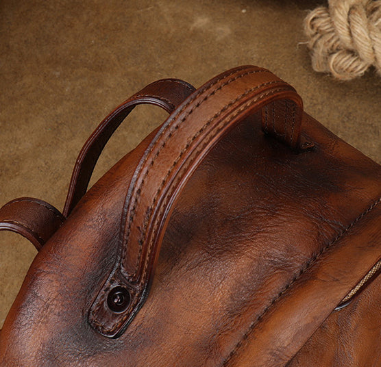 Vintage Womens Small Leather Backpack Womens Rucksack Bag Handmade