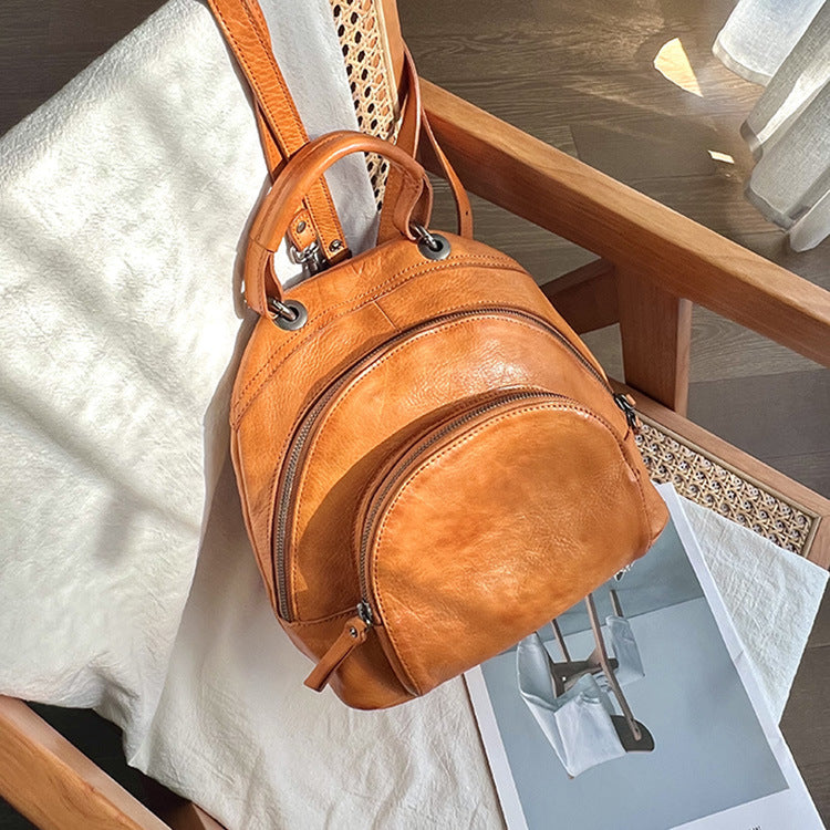 Vintage Womens Soft Leather Backpack Handbags Mini Leather Rucksack