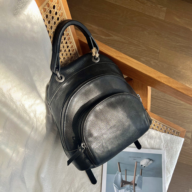 beautiful leather backpack Genuine Leather Small Backpack for Women Retro Handbag Shoulder Bag