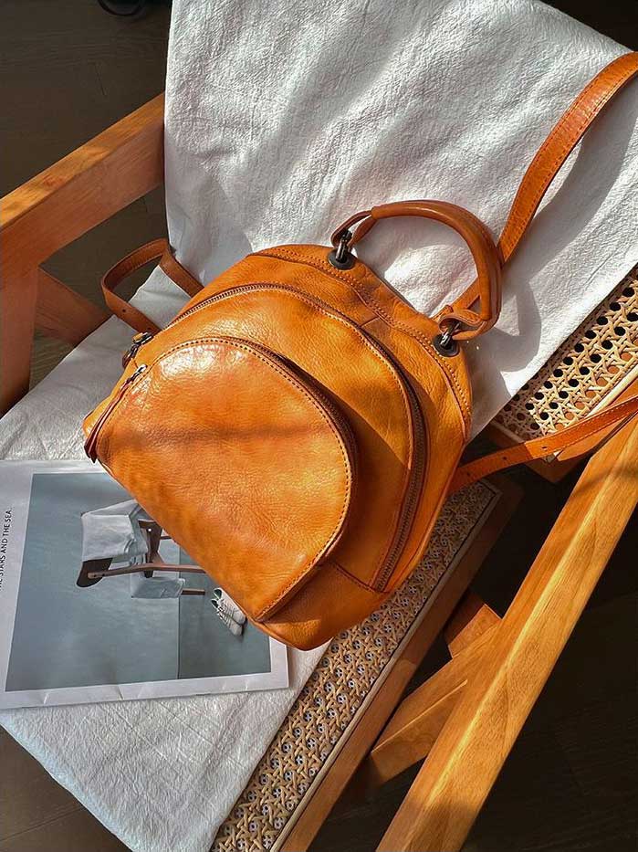 backpack style leather handbags Vintage Womens Soft Leather Backpack Handbags Mini Leather Rucksack