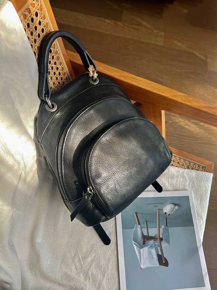 cute vintage mini backpack Genuine Leather Small Backpack for Women Retro Handbag Shoulder Bag