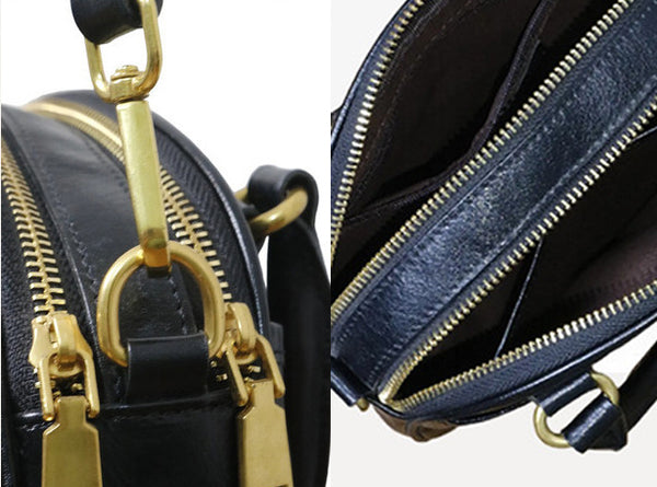 Vintage Wrinkled Leather Crossbody Bag for Women Vegetable Tanned Cowhide Classy