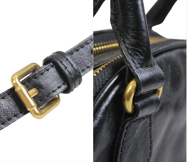 Vintage Wrinkled Leather Crossbody Bag for Women Vegetable Tanned Cowhide Cool