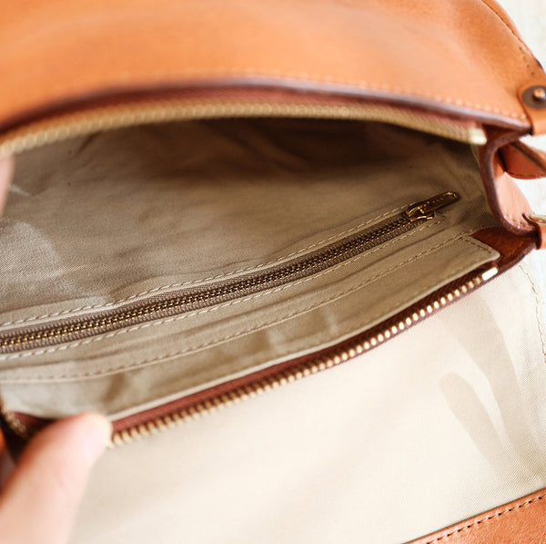 Vintage Leather Messenger Bag for Women Small Genuine Cowhide Crossbody Shoulder Bag