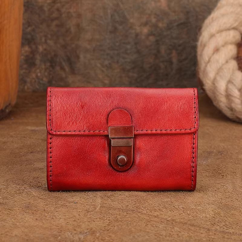 Women s Wallet with Lots of Card Slots Leather Small Wallets for Women Red
