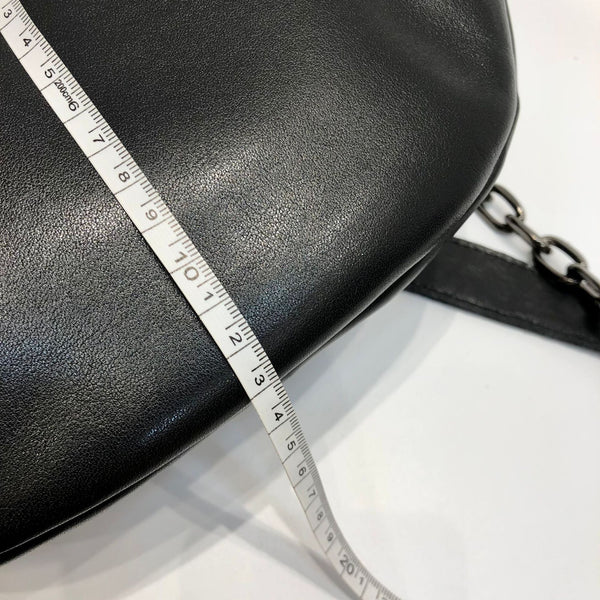 Women's Chest Bag Black Leather Sling with Chain Strap Fashionable