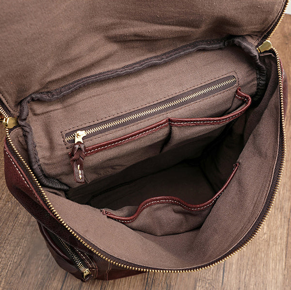 Women's Large Genuine Leather Backpack Vintage Top-Grain Cowhide Laptop Daypack Capacity