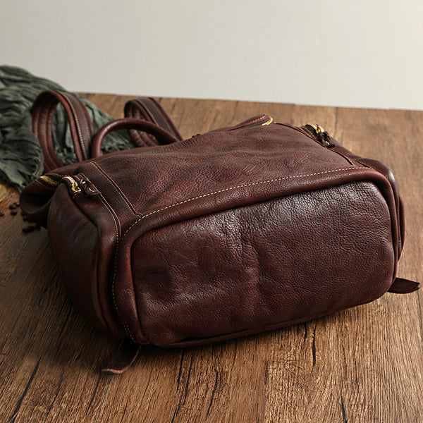 Women's Large Genuine Leather Backpack Vintage Top-Grain Cowhide Laptop Daypack Gift