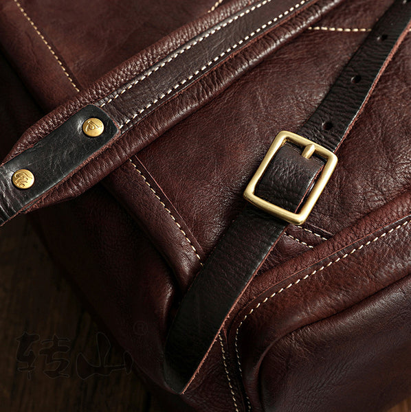 Women's Large Genuine Leather Backpack Vintage Top-Grain Cowhide Laptop Daypack Quality