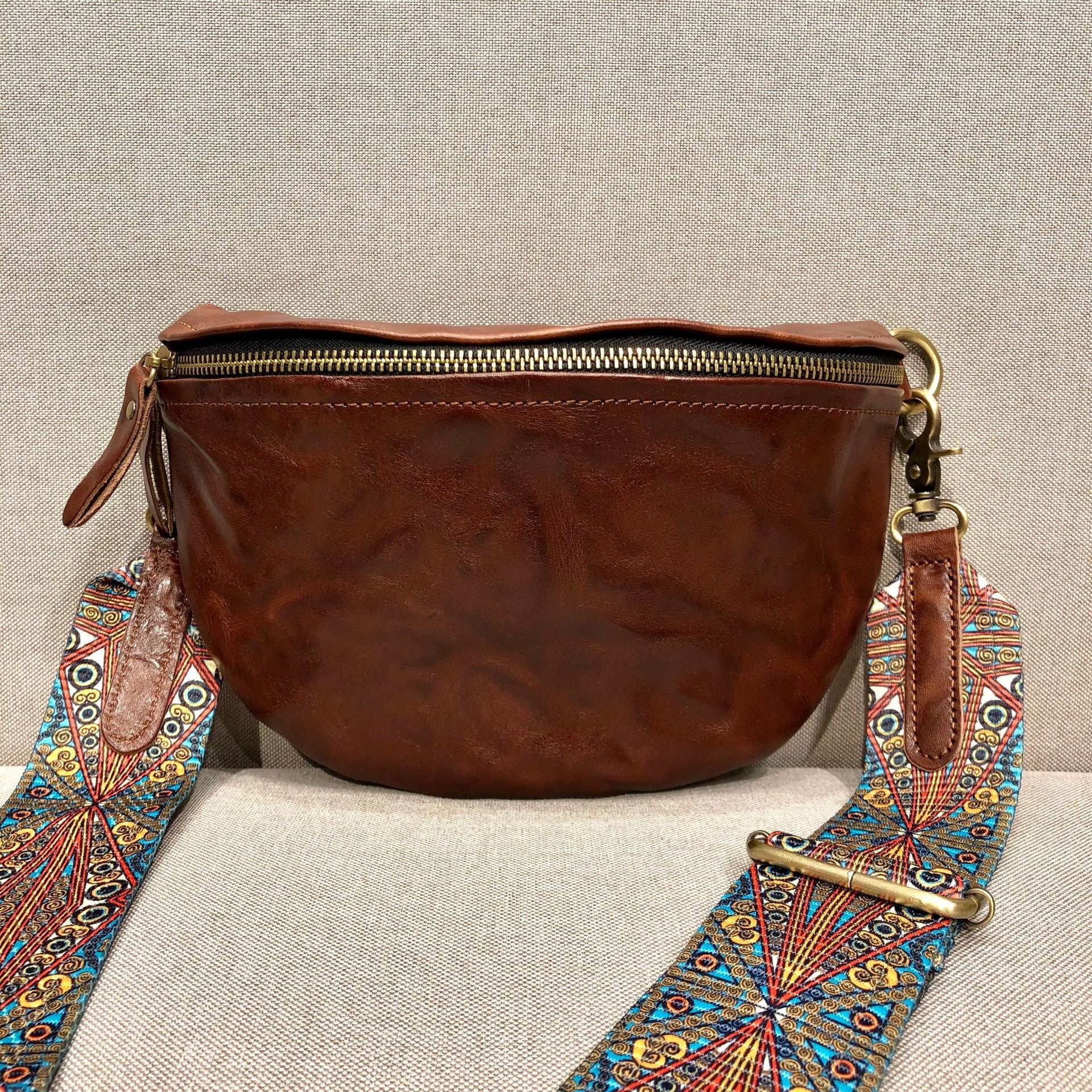 Vintage Brown Leather Women's Small Satchel Shoulder Bag Purse Boho Le