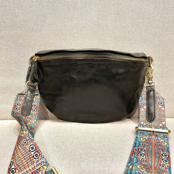 Women's Leather Chest Sling Bag with Boho Shoulder Strap Design Affordable