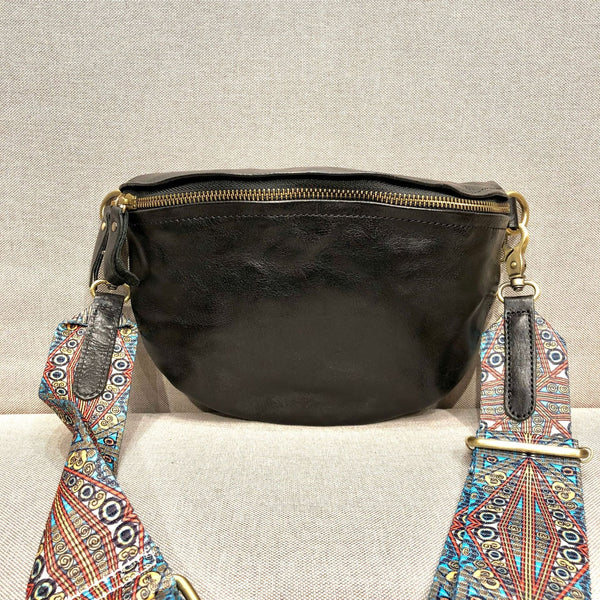Women's Leather Chest Sling Bag with Boho Shoulder Strap Design Affordable