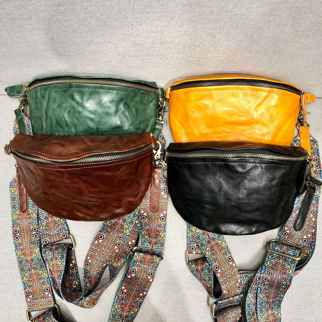 New Arrival Designer Men Crossbody Bag Sling Bag With Guitar Strap Women  Vintage PU Leather Chest Bags