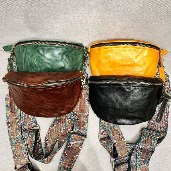 Elegant Women's Leather Chest Sling Bag with Boho-Inspired Shoulder Strap