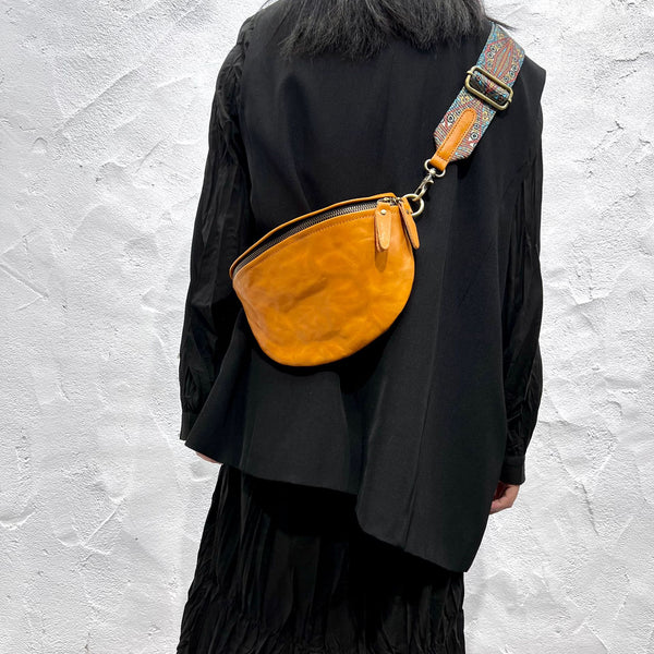 Women's Leather Chest Sling Bag with Boho Shoulder Strap Design Classy