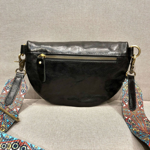 Women's Leather Chest Sling Bag with Boho Shoulder Strap Design Durable
