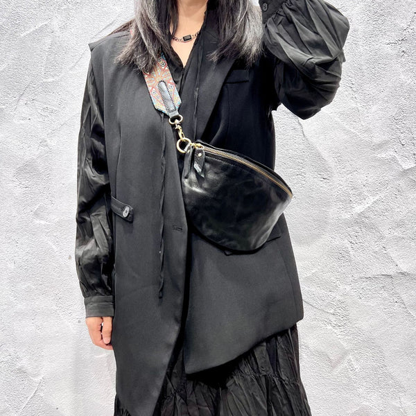 Women's Leather Chest Sling Bag with Boho Shoulder Strap Design Funky