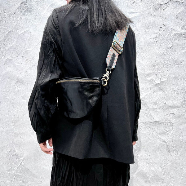 Women's Leather Chest Sling Bag with Boho Shoulder Strap Design Genuine-Leather