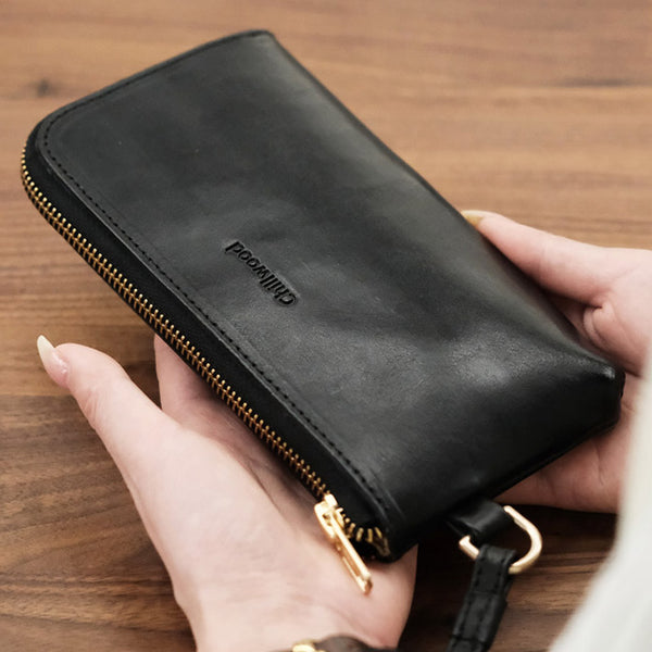 Women's Minimalist Wallet Phone Purse Wallet for Women Black