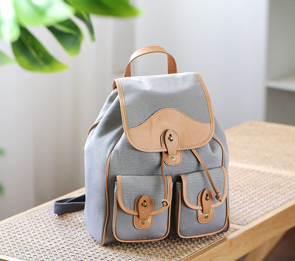 Women's Nylon Backpack Bag With Leather Accessories Small Rucksack For Women Designer