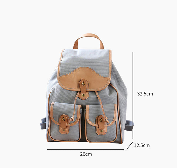 Women's Nylon Backpack Bag With Leather Accessories Small Rucksack For Women Size